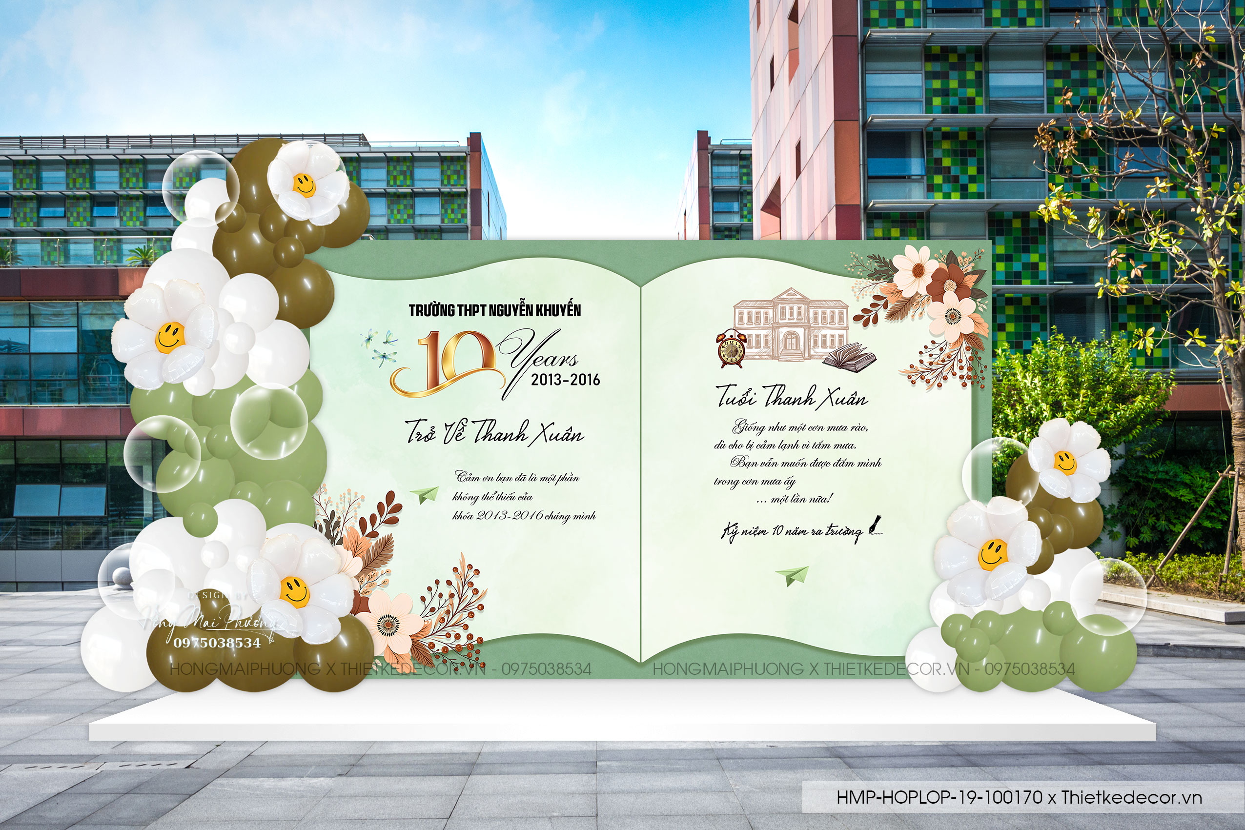 File thiết kế trang trí background Họp lớp Họp khóa, kỷ niệm ngày về trường .Quyển sách tone xanh lá mix nâu